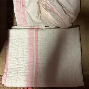 Pottery Barn Harper Quilt & Dust Ruffle with fitted sheet + 2 mattress Toppers